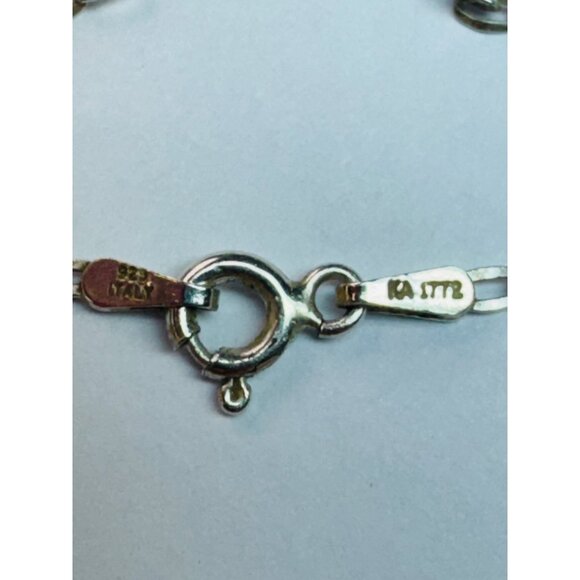 Estate Sterling Silver Filigree Pendant Necklace, 24” Oval Link Chain, Italy, 4. - Picture 10 of 13